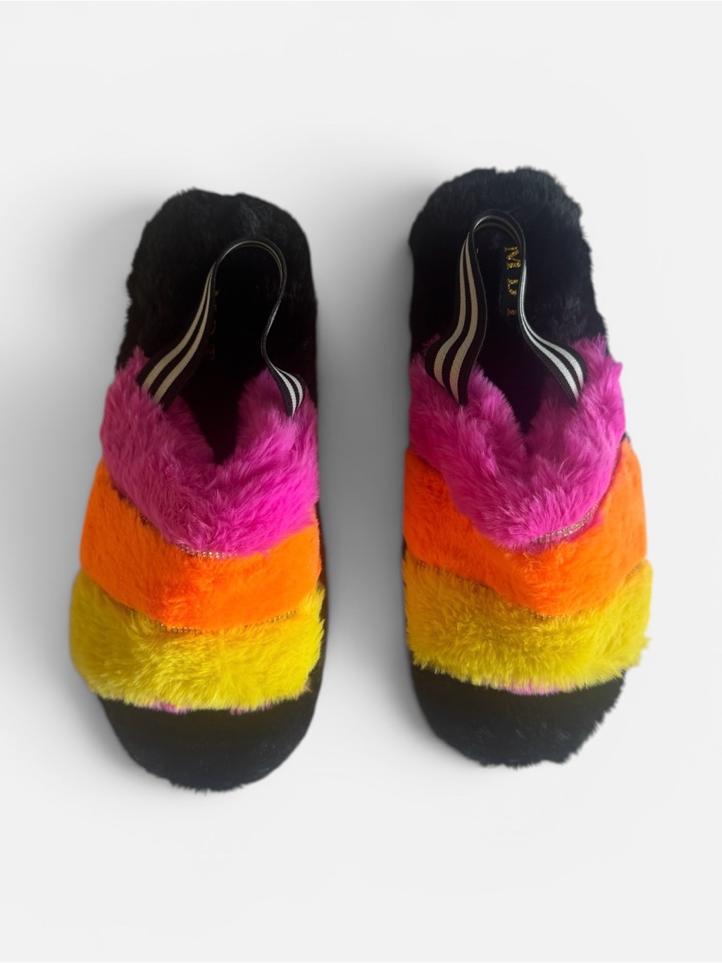 Mdt Parisa Multicolor Faux Fur Slide Sandals Size 10 New